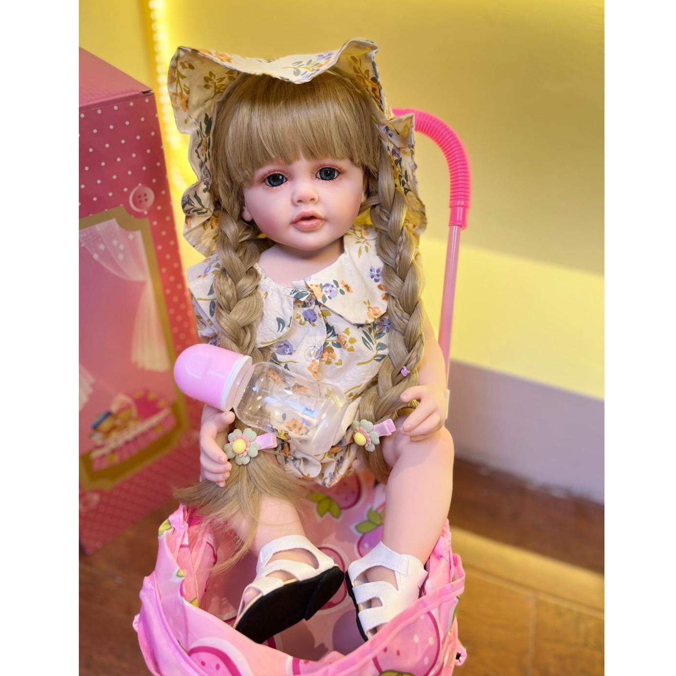 BZDOLL 55 см, полностью силиконовая кукла Reborn для маленьких светлых волос, 22 дюйма, реалистичная кукла для девочек, игрушка-принцесса для малышей Bebe same as picture