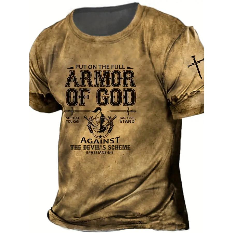 Мужская футболка Armor of God с 3D-принтом — креативный дизайн, удобная эластичная ткань, идеально подходит для летнего активного отдыха S