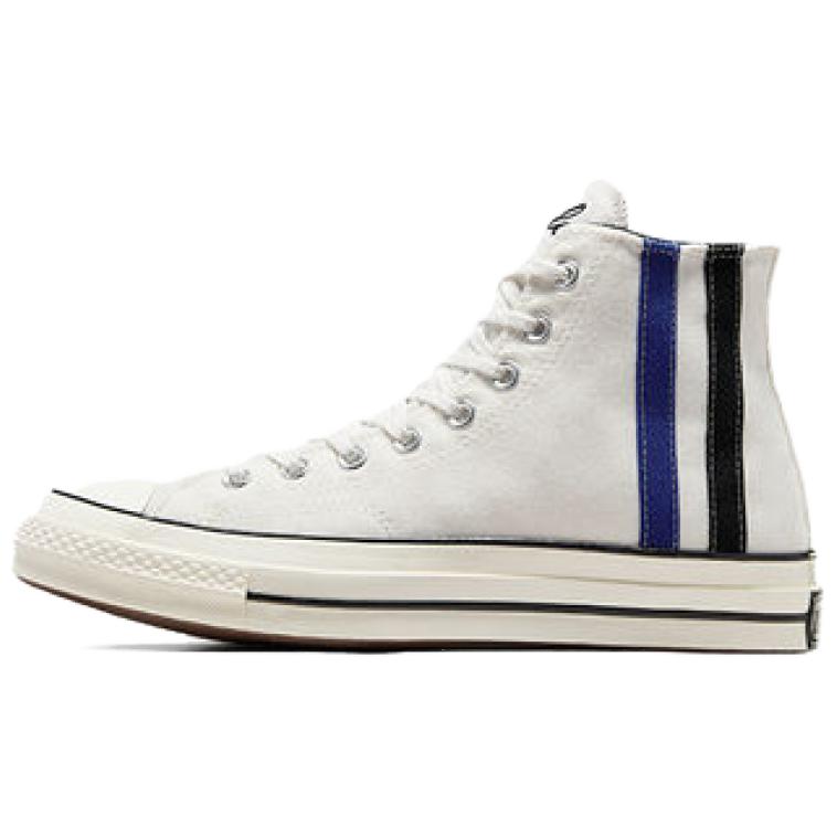 Converse Chuck 70 High Archival Stripes - винтажные белые унисекс-кеды кремово-синие черные A08725C 36