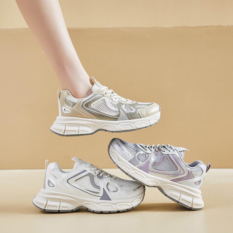 Spring and Summer New Dad Shoes Student Running Breathable Platform Casual Shoes Comfortable Versatile Women s Sports Shoes 35 золотой