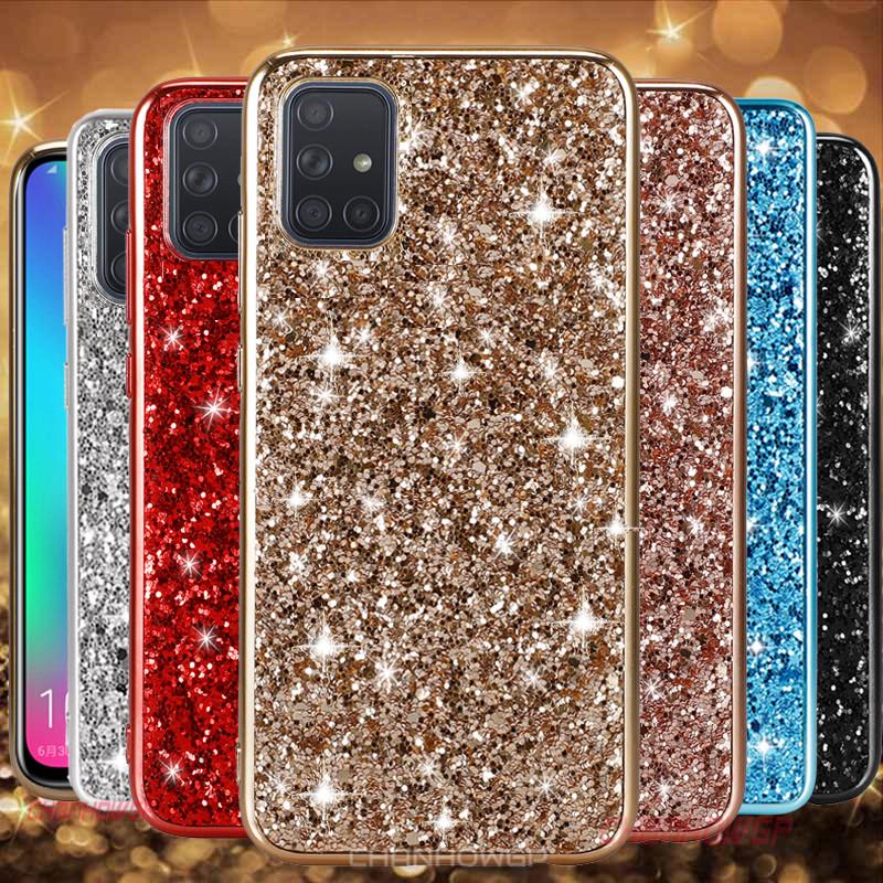 Покрытие с блестками для Samsung Galaxy A51 A71 A50 A70 A30 A40 A20 A10 A10E A20E A60 A80 A90, мягкий чехол Samsung Galaxy A51 серебряный