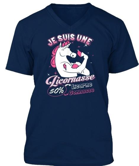 Licornasse 50% Licorne Connasse Je Suis Une Стандартная футболка унисекс с v-образным вырезом S