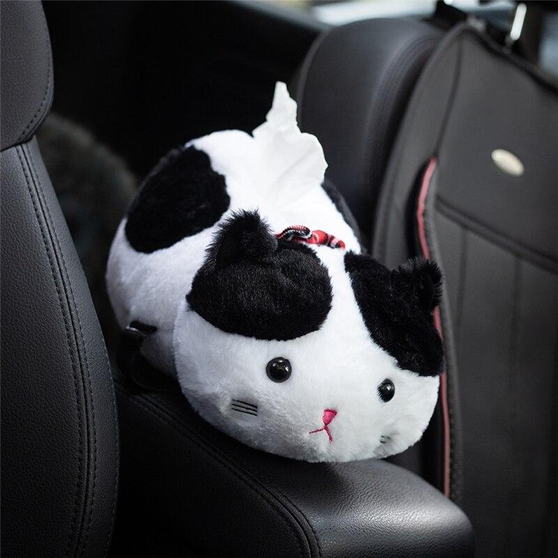 1 шт. 30 см милый кот автомобиль бумажная коробка Kawaii котенок куклы мягкие игрушки в виде животных для автомобиля украшения дома подарки 30CM чёрный