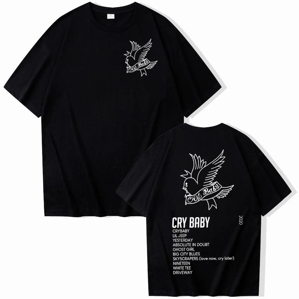 Футболка Lil Peep Crybaby Футболка с музыкальным альбомом Lil Peep Футболка с мерчем Lil Peep в подарок фанатам Lil Peep Футболки с коротким рукавом и круглым вырезом Унисекс Унисекс 4XL