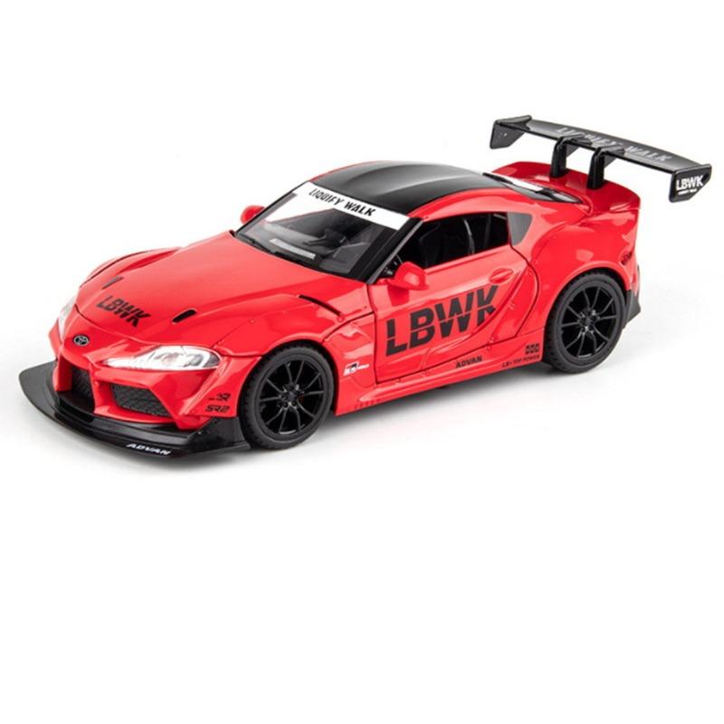 1/24 Toyota SUPRA Track Alloy Sports Car Model Diecasts & Toy Vehicles Металлическая модель автомобиля High Simulation Sound and Light Детские подарки красный