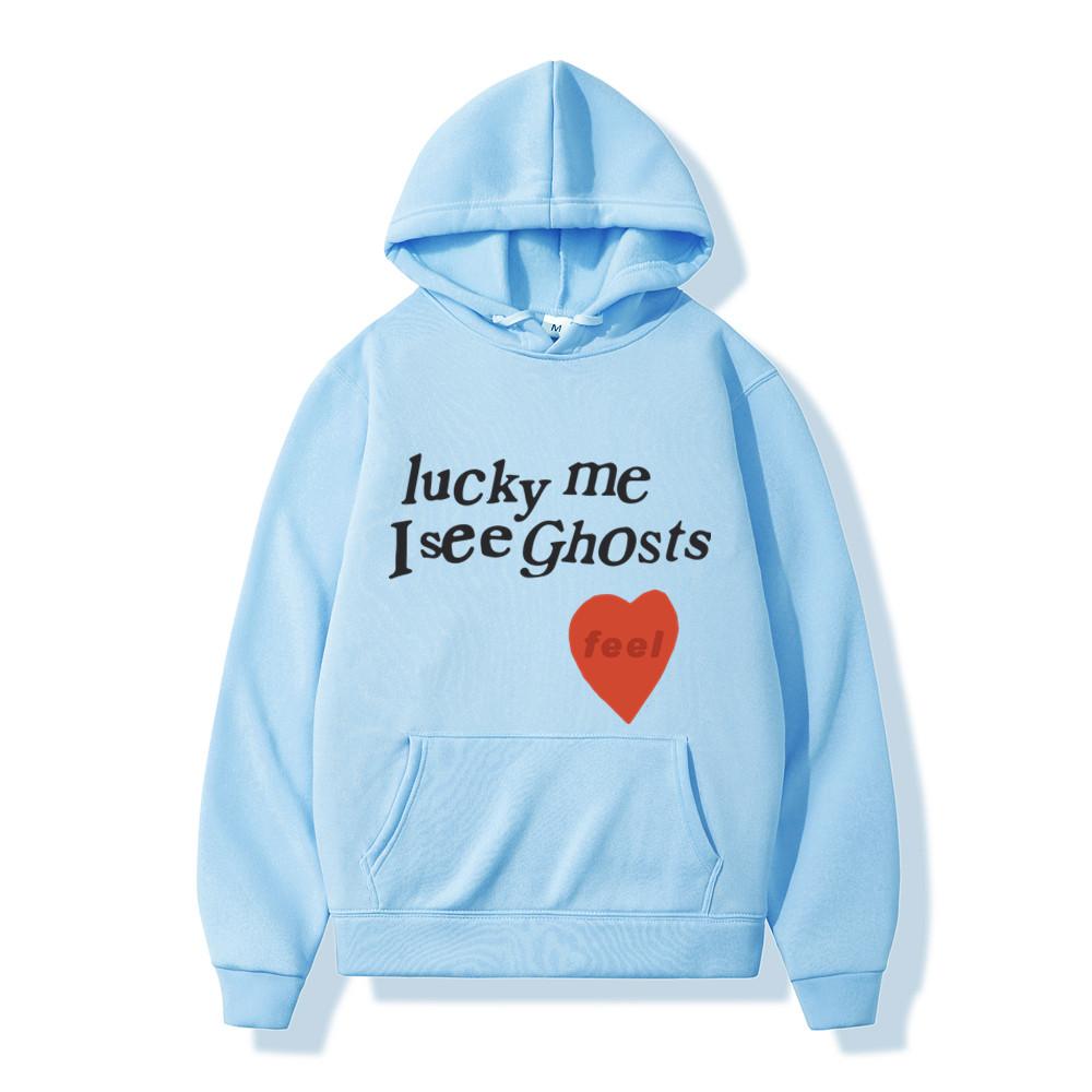Мужские толстовки Lucky Me I See Ghost Love с принтом унисекс, толстовка с капюшоном в стиле Харадзюку, флисовый пуловер в стиле хип-хоп, уличная одежда унисекс 2XL