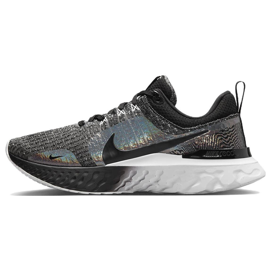 Nike React Infinity Run Flyknit 3 Premium Black Zebra Переливающиеся женские кроссовки Белые DZ3027-001 36.5