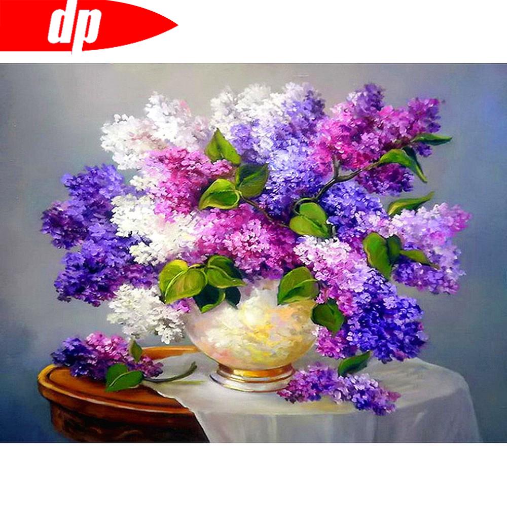 Алмазная картина, полная круглая лавандовая мозаика, цветок, Алмазная вышивка, вышивка крестом 20X30CM