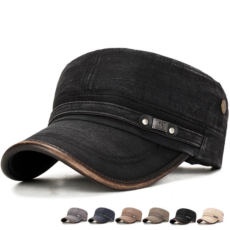   Joom Новая винтажная кепка с плоским верхом, классическая бейсболка Snapback, мужская и женская хлопковая кепка дальнобойщика, шляпа для папы 56-60cm чёрный
