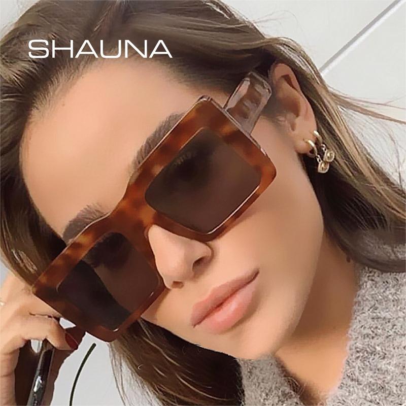 SHAUNA Обновленные квадратные солнцезащитные очки большого размера с металлическими петлями UV400