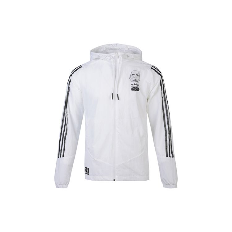 Adidas Neo Logo Print Удобная повседневная спортивная куртка с капюшоном Мужская верхняя одежда Белый DW8174 XL