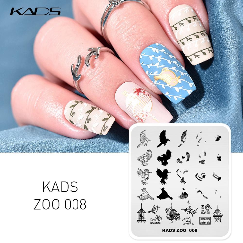 KADS ZOO 008 пластины для штамповки ногтей крылья птицы перья изображение шаблон для дизайна ногтей штамп для дизайна ногтей маникюрные инструменты