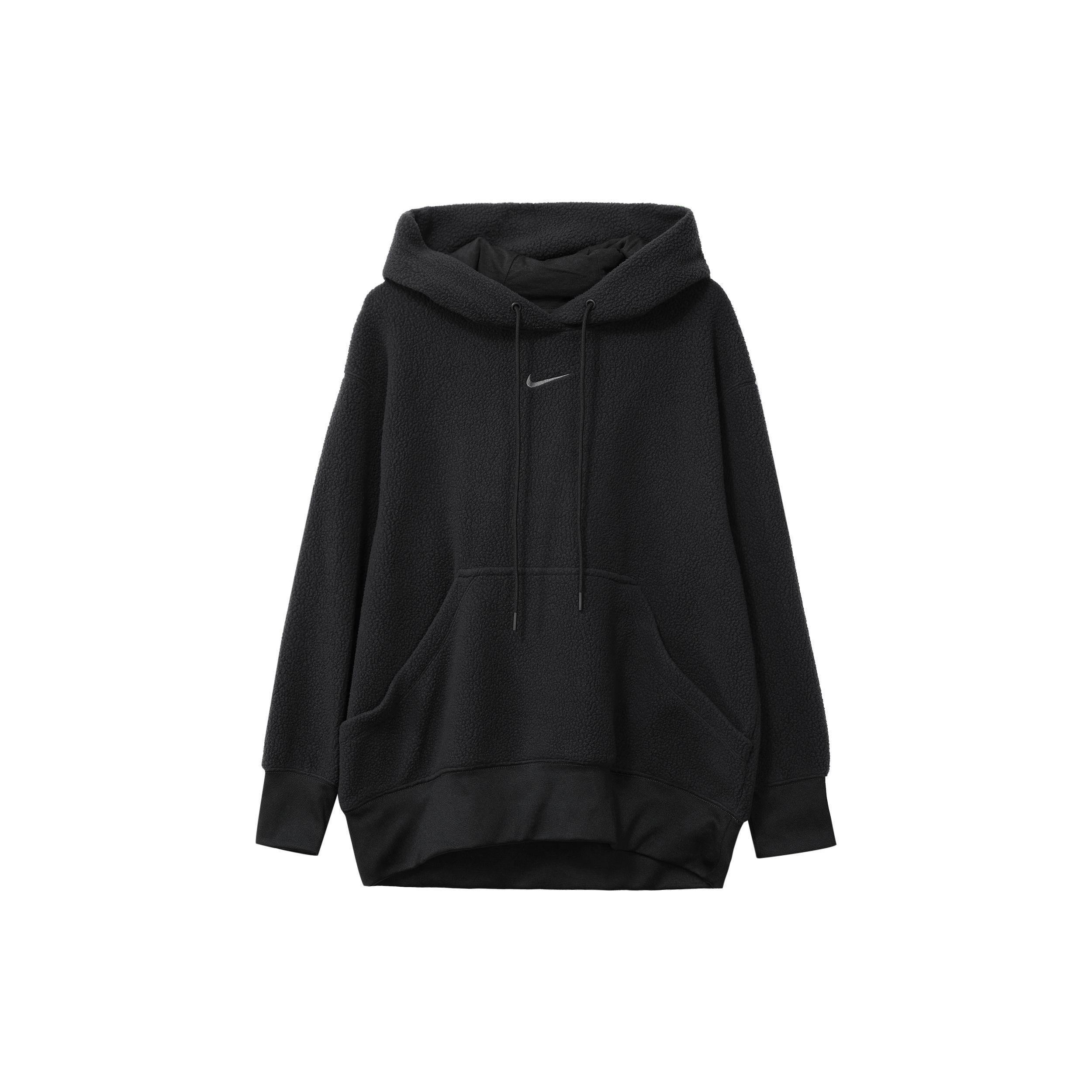 Nike однотонная спортивная повседневная толстовка с женскими топами из шерпа с длинными рукавами, черный DQ6841-010 S