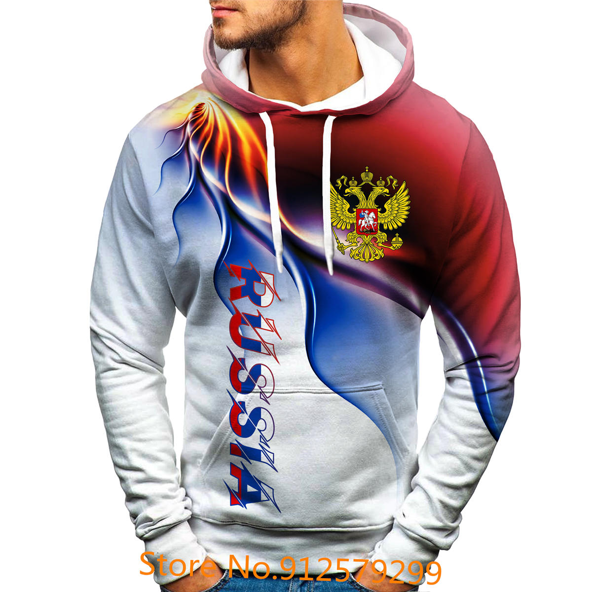 2022 New Russia Logo Hoodie Мужские и женские толстовки с 3D-печатью Уличный хип-хоп флаг России Удобные пуловеры S