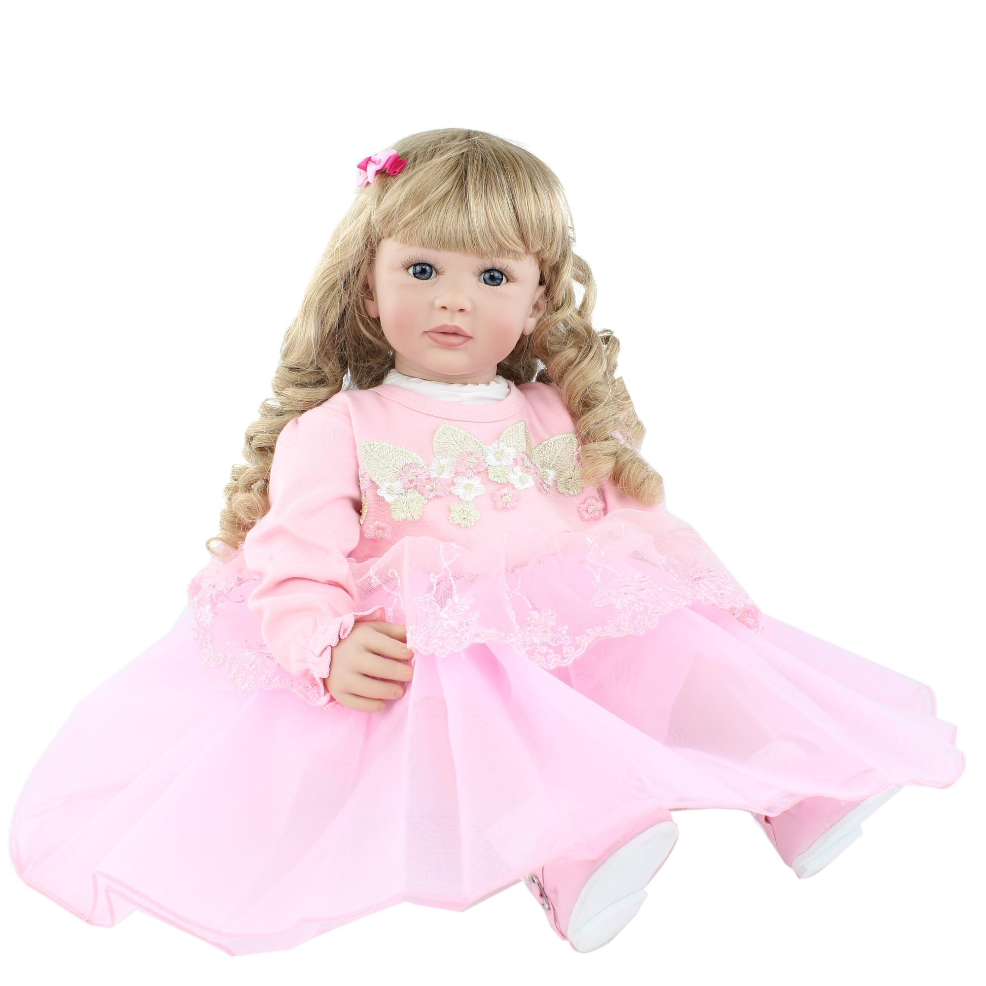 BZDOLL 60 см силиконовая кукла реборн для малышей одевается блондинка с длинными волосами детские игрушки для девочек Boneca детский подарок на день рождения Blue eyes, 60cm doll