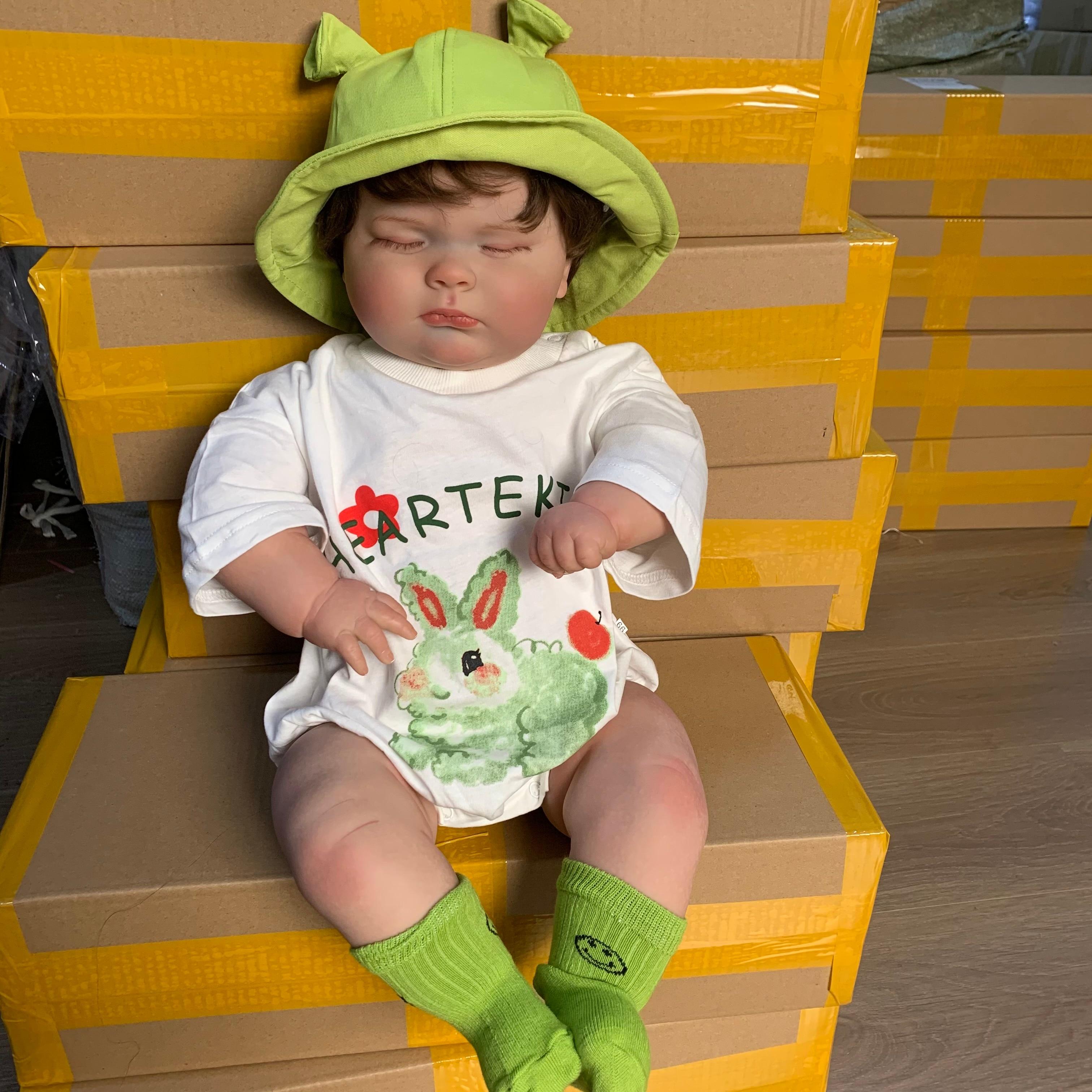 Мягкая силиконовая кукла Reborn Sleeping Boy 60 см с 3D кожей для девочек с тканью сосудистых вен, тело как настоящее искусство, подарок Bebe