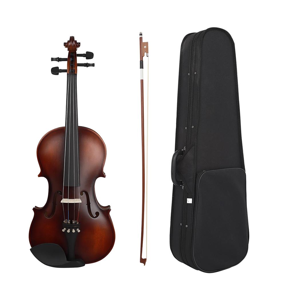Muslady AV-590 Полноразмерная скрипка 4/4 Корпус из липы Головка грифа из черного дерева Колки Подбородник Струнодержатель дубильная кора