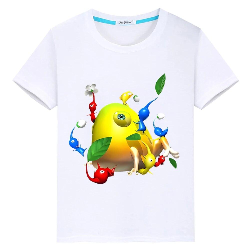 2024 Pikmin, милая футболка с принтом Kawaii, топы с рисунком, аниме, футболки y2k, цельная футболка для мальчиков, футболка из 100% хлопка, футболка гордости, детская одежда для девочек 100