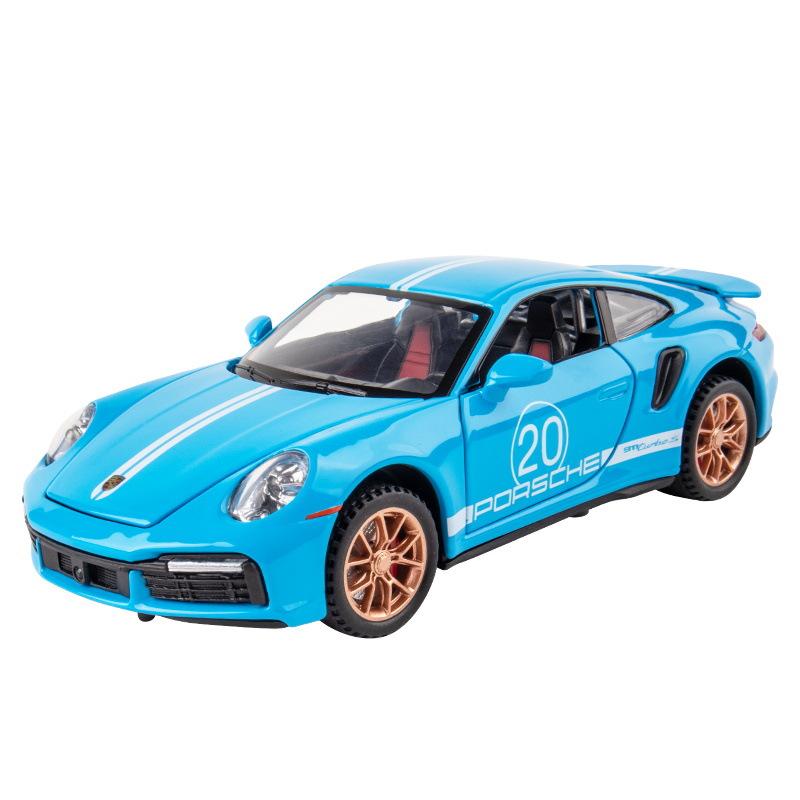 Масштаб 1/32 911 Turbo S, модель гоночного автомобиля из сплава со светом и звуком, отлитые под давлением игрушечные транспортные средства, металлическая спортивная модель суперкара для детей, детские игрушки, подарки 1/32-16.3x7.5x4.6cm синий