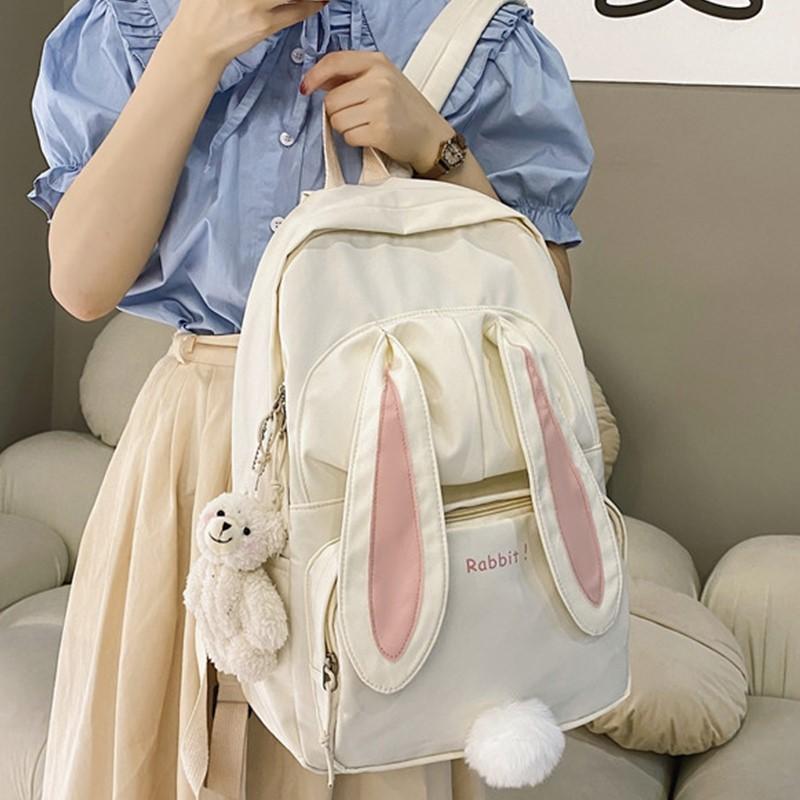 Милый кролик для девочек школьный рюкзак женский большой емкости Kawaii рюкзак Mochila розовый женский рюкзак нейлоновый мультяшный школьный рюкзак