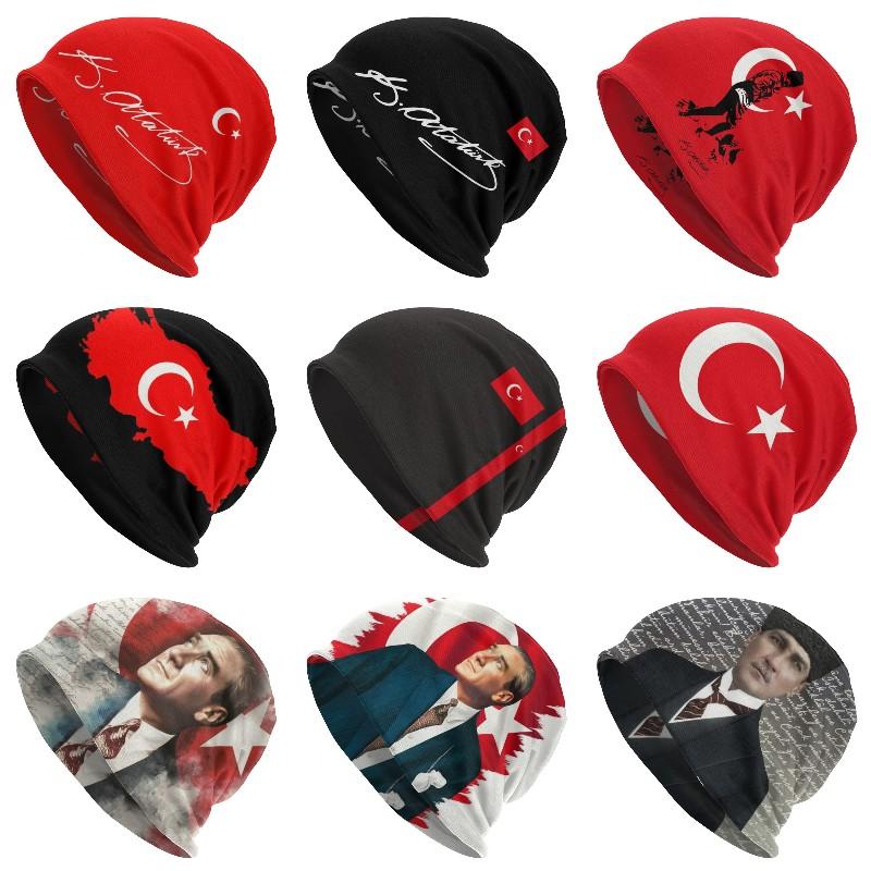 Подпись Ататюрка с флагом Турции SKullies шапки шапки унисекс уличная зимняя теплая вязаная шапка турецкий лидер капот шапки Beanies Hat