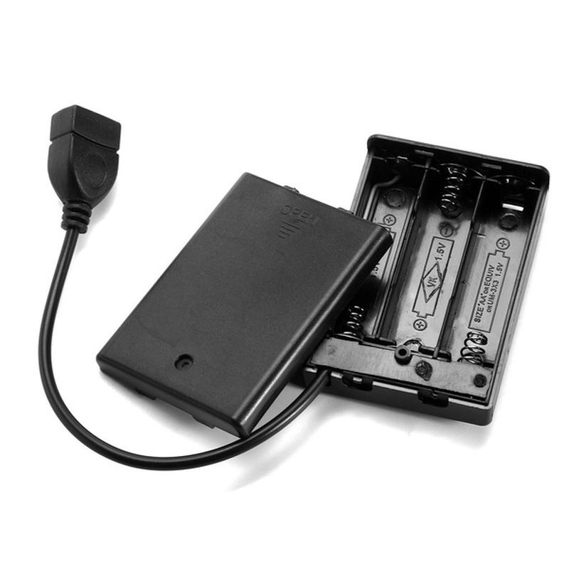 Батарейный ящик 4,5 В с USB-портом для комплекта светодиодных светильников, осветительных кирпичей, ящик для хранения батарей чёрный
