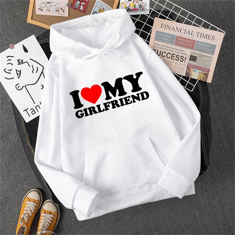 Толстовка с капюшоном I LOVE MY GIRLFRIEND для мужчин и женщин, повседневный пуловер свободного кроя S
