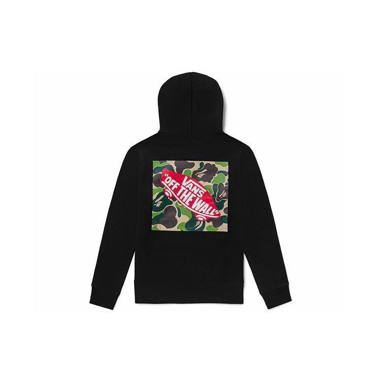 Толстовка с капюшоном на флисовой подкладке Vans x BAPE с логотипом, топы унисекс, черный VN0A7XKM448 S