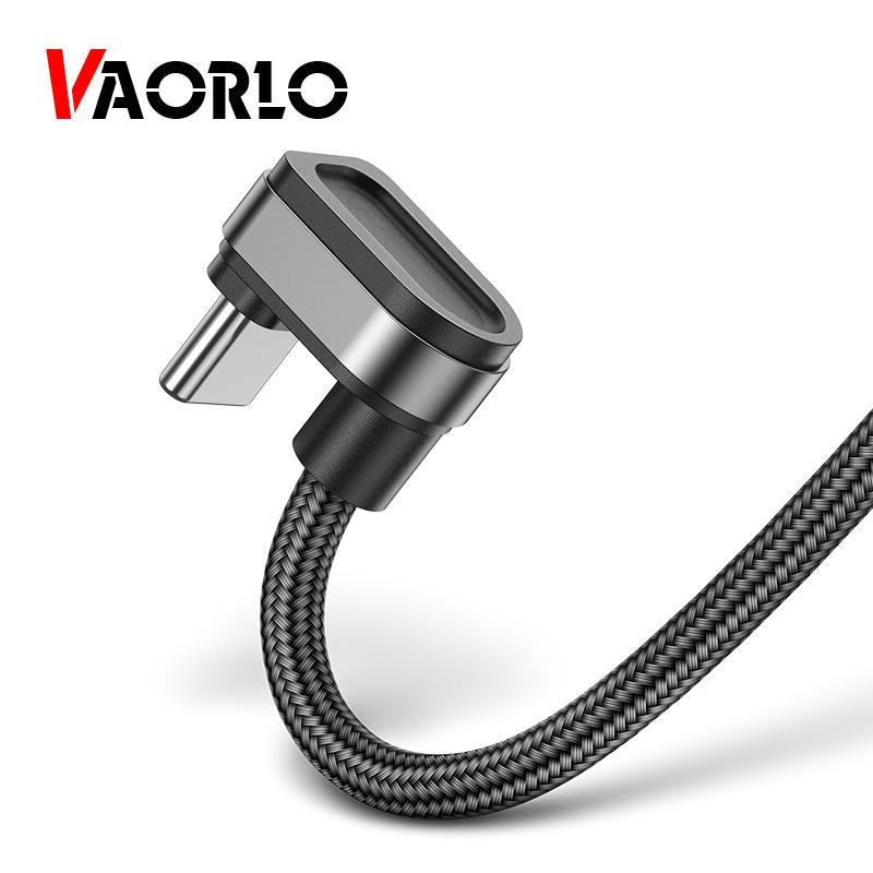 VAORLO 1 м 2 м USB C кабель для быстрой зарядки для Samsung Xiaomi mi USB Type C кабель 180 градусов USB-C кабель для передачи данных шнур мобильного телефона 1m чёрный