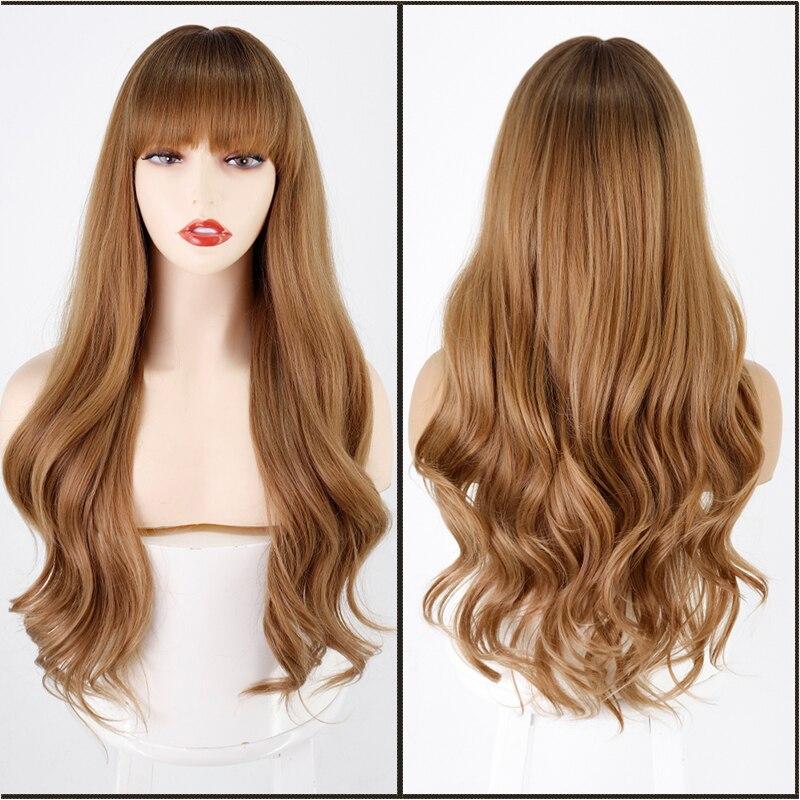 LISI HAIR Синтетический парик Длинные натуральные волнистые каштановые волосы парики с челкой для женщин Косплэй вечеринка Лолита термостойкое волокно