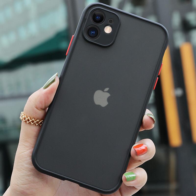 Защитный чехол для камеры iPhone 15 14 13 11 12 Pro Max Mini XS X XR 7 8 Plus SE 2022, роскошный прозрачный матовый чехол в твердом корпусе iPhone 12 Pro Max чёрный