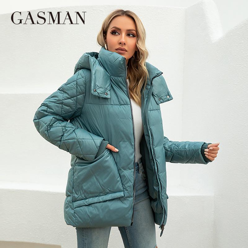 GASMAN 2023 женская зимняя куртка, новая теплая однотонная пуховая парка, женская модная коллекция, верхняя одежда, женская элегантная куртка 81505 2XL бежевый