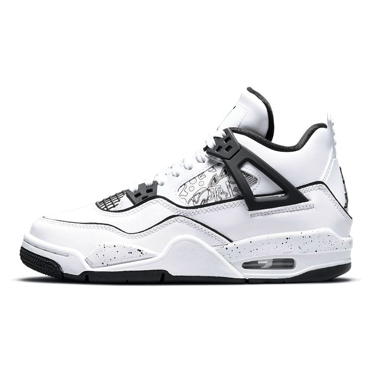 Детские кроссовки Air Jordan 4 Retro GS DIY Белый Черный Volt DC4101-100 35.5