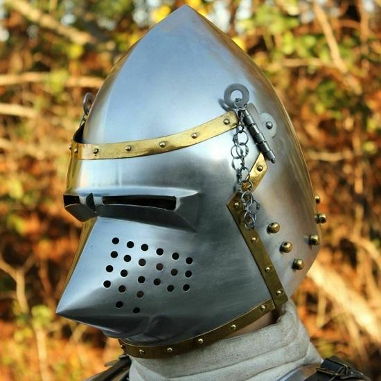 Средневековый шлем Hounskull Pigface Bascinet 18g Функциональная реконструкция доспехов