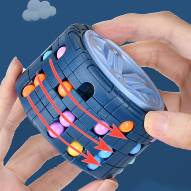 3D цилиндр-куб, игрушка, волшебная фасоль, гироскоп, вращающийся слайд, игры-головоломки, снимающие стресс для детей, развивающие игрушки Монтессори для младенцев чёрный