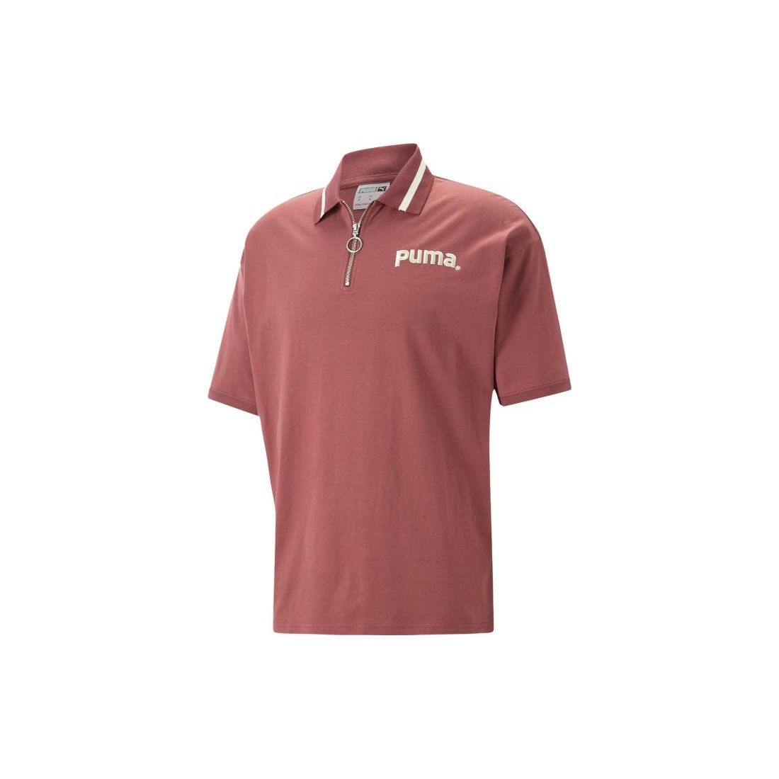  Рубашка поло с коротким рукавом на молнии с логотипом PUMA, мужские топы, фиолетовый 622541-49 L