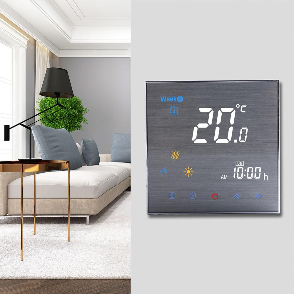 Элементы управления умным домом BTH-3000L-GALW Wi-Fi умный термостат для нагрева воды, цифровой регулятор температуры, большой ЖК-дисплей GA чёрный