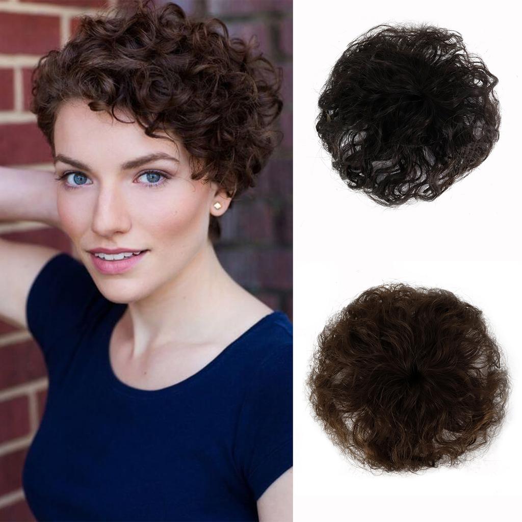 MERISIHAIR женские короткие вьющиеся волосы чистый цвет покрытие выпадения седых волос натуральные синтетические вьющиеся волосы