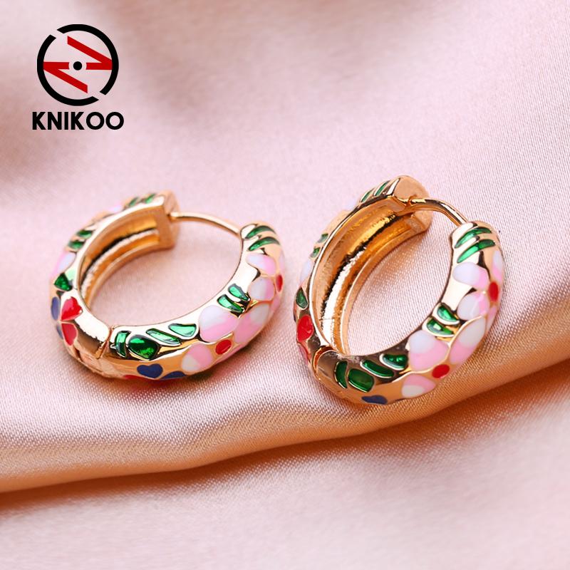 KNIKOO круглые серьги-клипсы для женщин, модные серьги с цветком, ювелирные изделия для подарков на свадьбу разноцветный