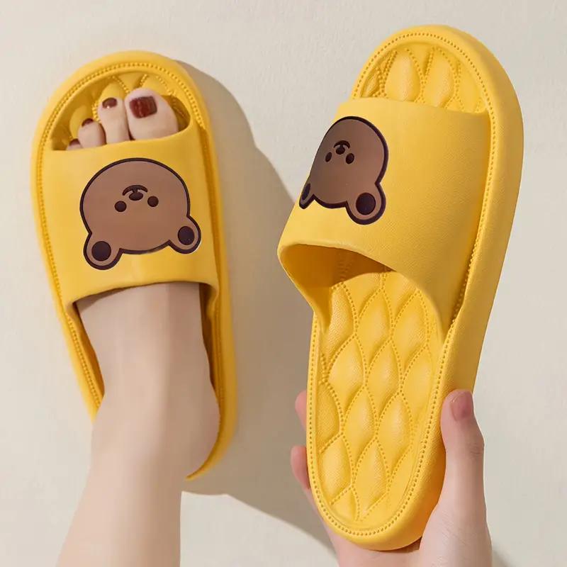  Шлепанцы с подушками Cute Bear, удобная однотонная домашняя обувь для ванной на мягкой подошве, легкие шлепанцы для душа унисекс в помещении 44-45 белый