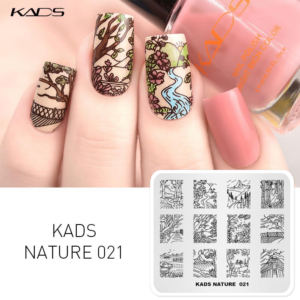 KADS Nature River & Boat Пластины для стемпинга ногтей Шаблоны для дизайна ногтей DIY