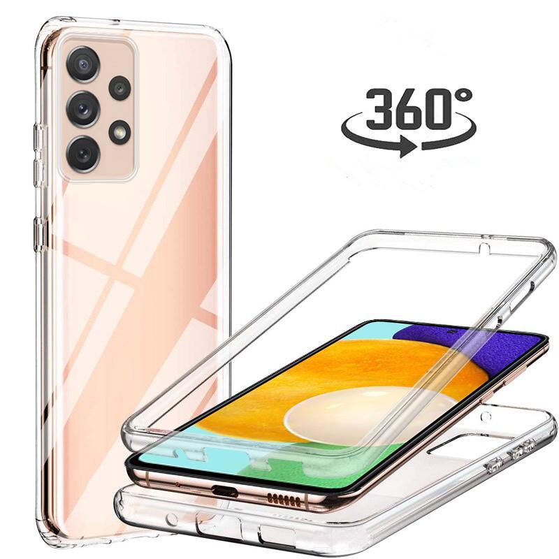 Для Samsung A56 A36 A55 A16 S25 S24 FE S23/iPhone 16 15 14 13 Pro Max/Xiaomi 13T Redmi Note 13 4G 360 двухсторонний чехол с полной защитой TPU+PC iPhone 7 прозрачный
