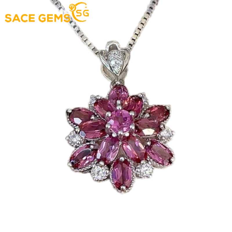 Ожерелья и подвески  Joom SACE GEMS S925 Сертифицированное серебро 3*5 мм с подвеской из натурального граната для женщин, помолвки, коктейльной вечеринки, ювелирных украшений красный