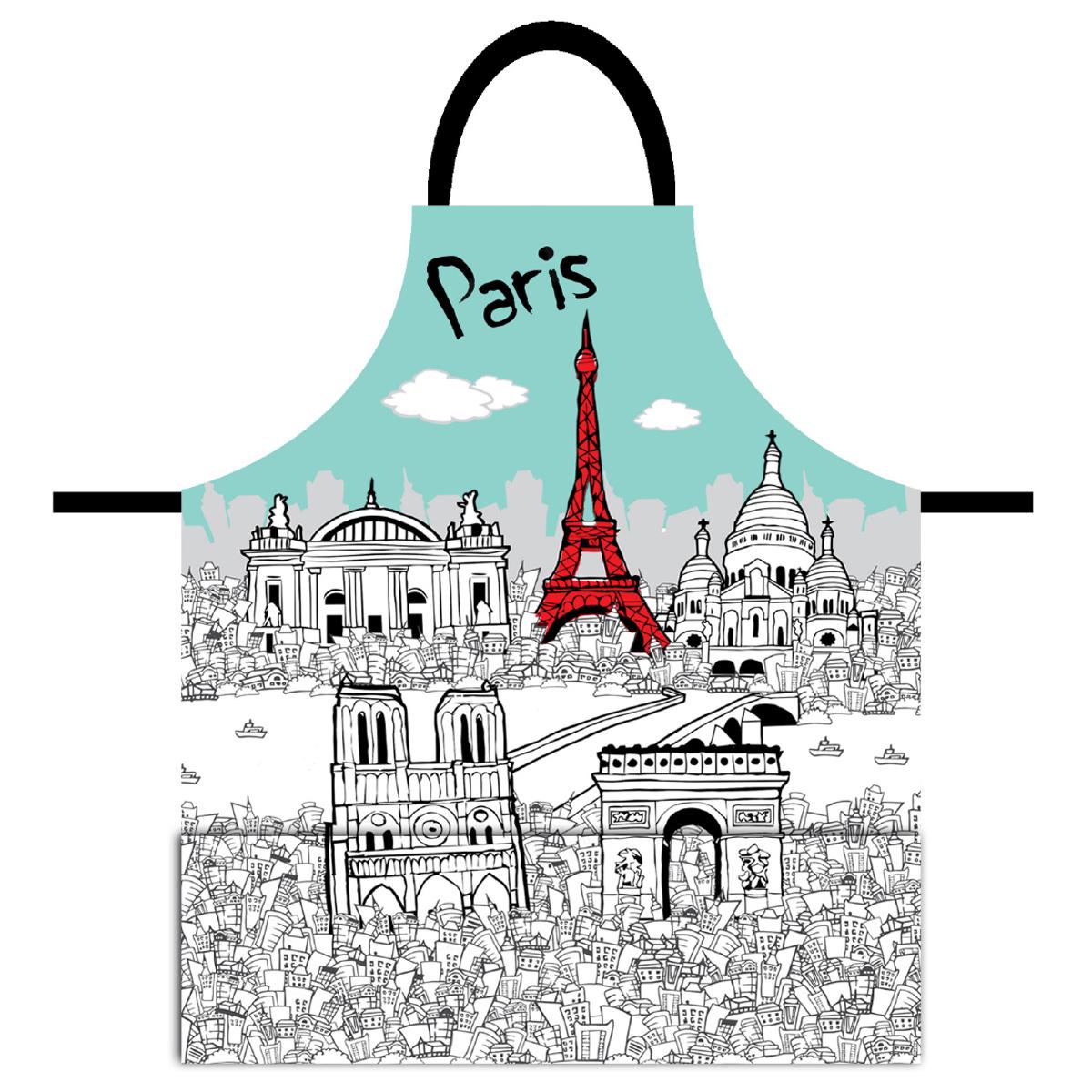  Les Trésors De Lily [Q8312] - Дизайнерский фартук  Paris  бело-голубой - 79x70 см. синий