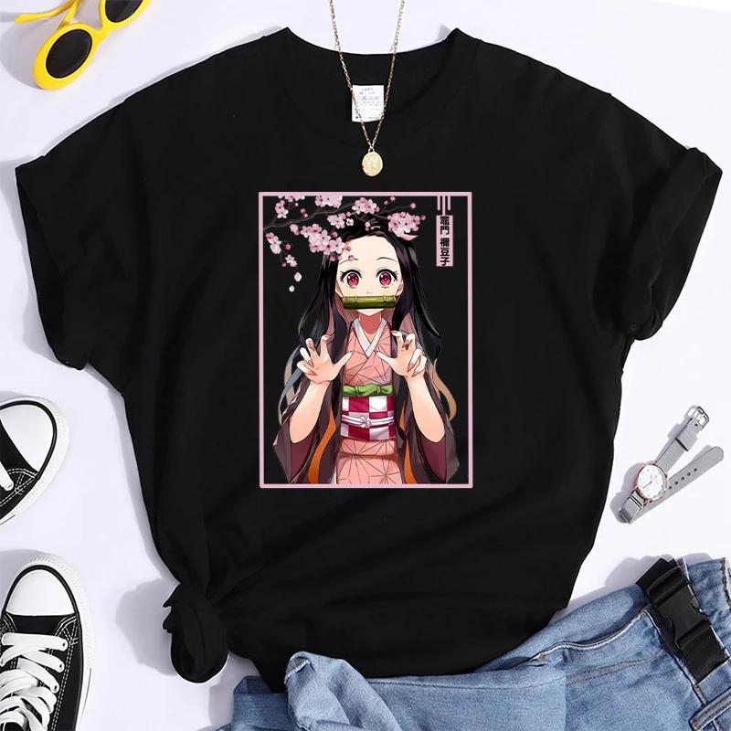 Новые модные унисекс с коротким рукавом Aanime Kamado Nezuko Print T Shirts Women Casual Harajuku Tops Funny Y2k T Shirt S