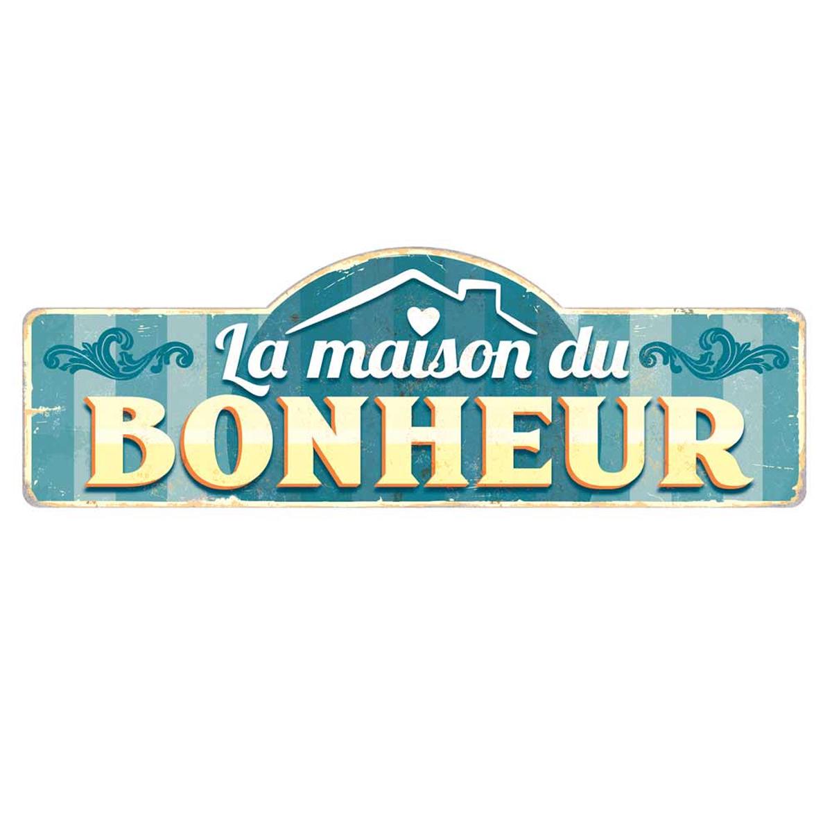 Les Trésors De Lily [Q9541] - жестяная вывеска XXL  La Maison du Bonheur  бирюзового цвета - 90x30 см бирюзовый