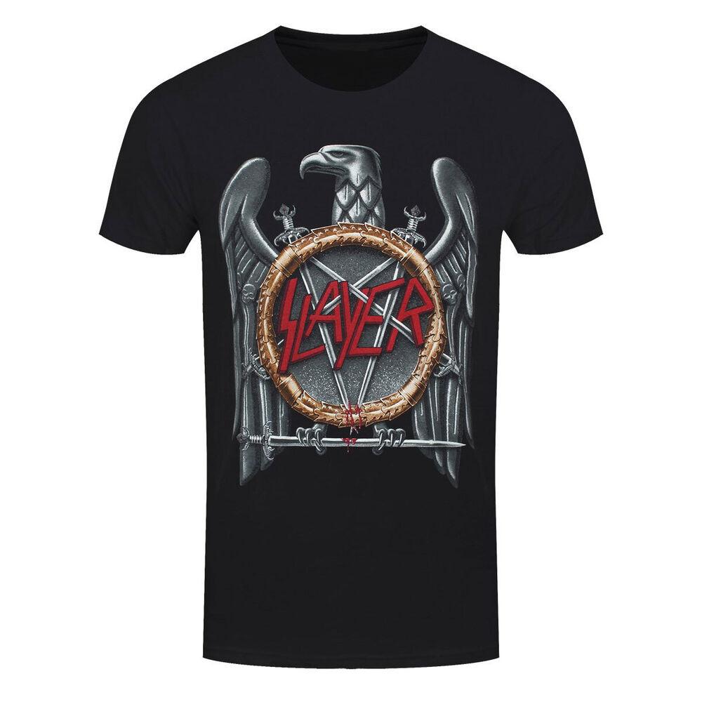 Черная футболка унисекс с металлическим ремешком Slayer Silver Eagle S