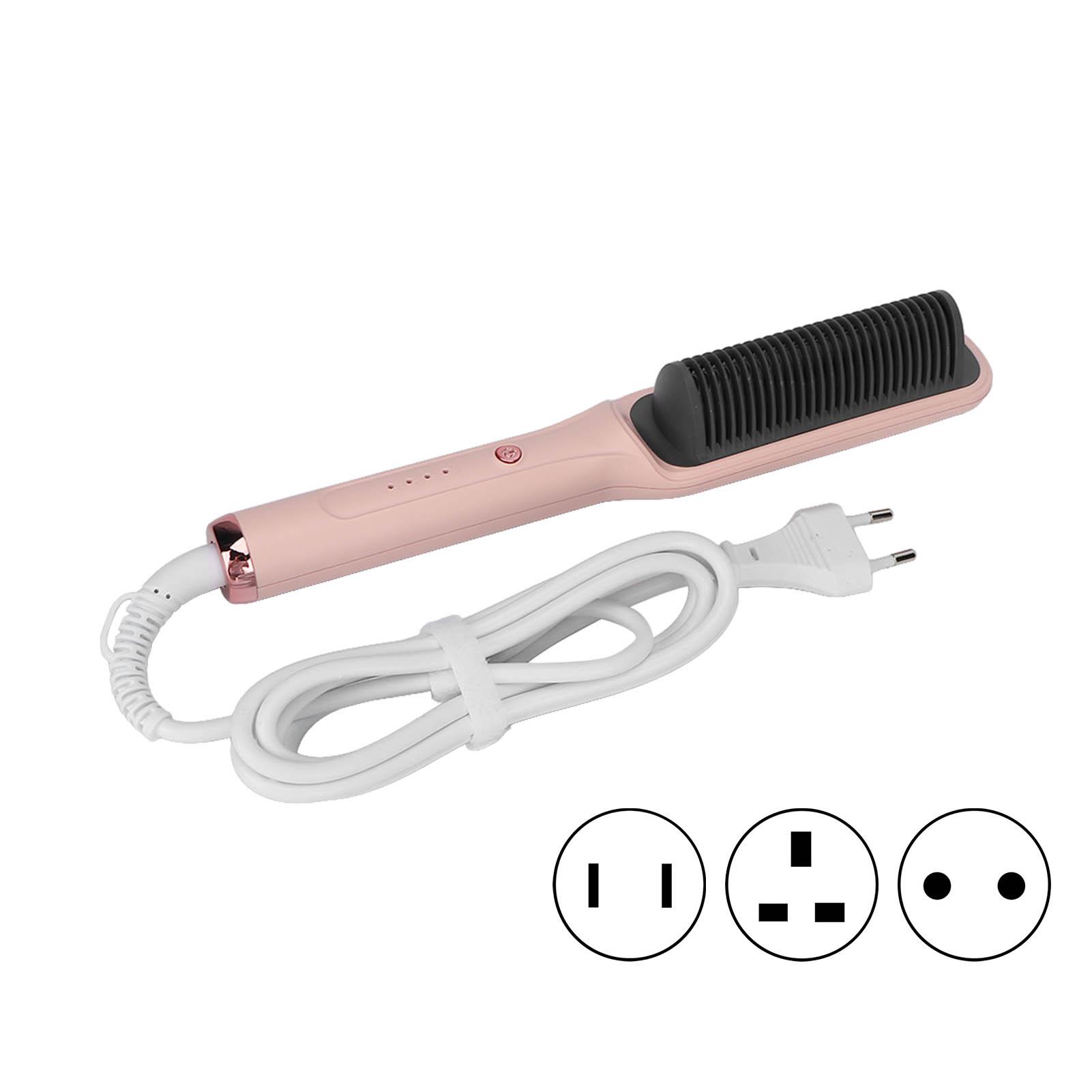 Hair Straightener Brush Dual Use Even Heating Ergonomic Handle Electric Hair Straightener Curler for UK Plug