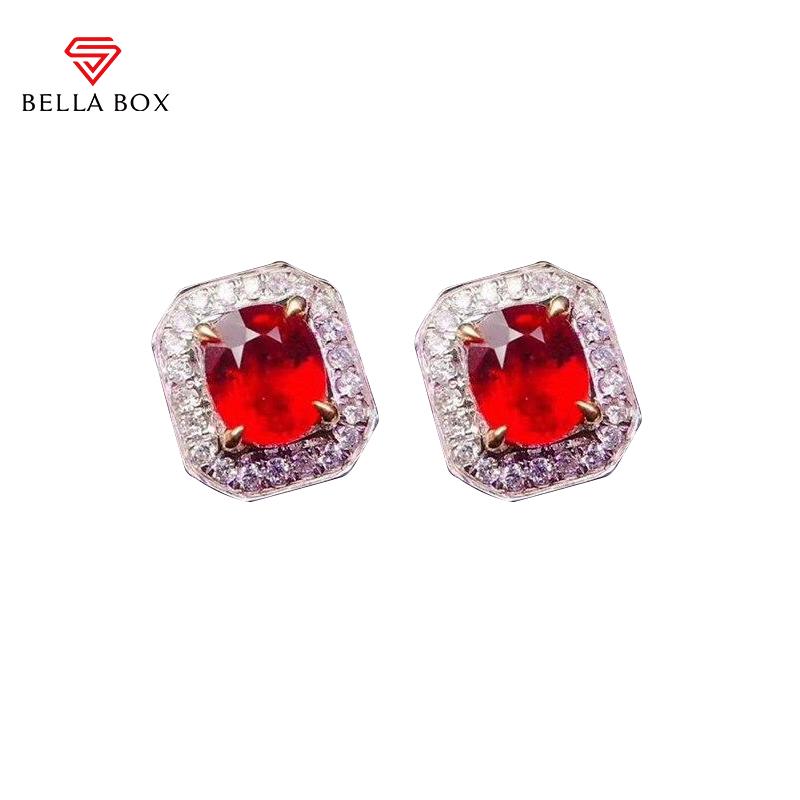 BELLA BOX модные рубиновые женские серьги с цирконом, красные драгоценные камни, украшения для свадьбы, вечеринки, помолвки красный