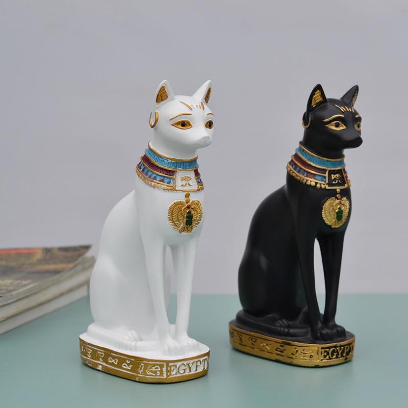 Фигурка египетской кошки, винтажная статуя богини кошки, украшение для дома и сада, микропейзажный орнамент, сувенирные подарки A